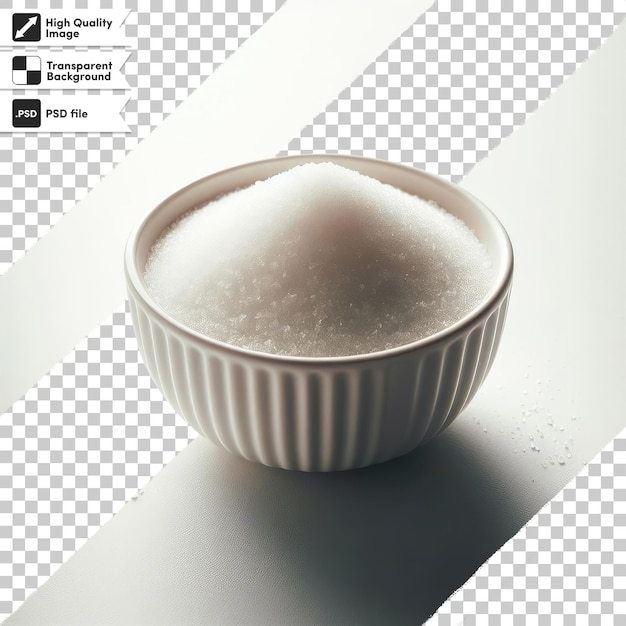 Psd sugar in a bowl on transparent background with editable mask layer