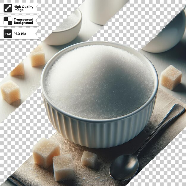 PSD psd sugar in a bowl on transparent background with editable mask layer