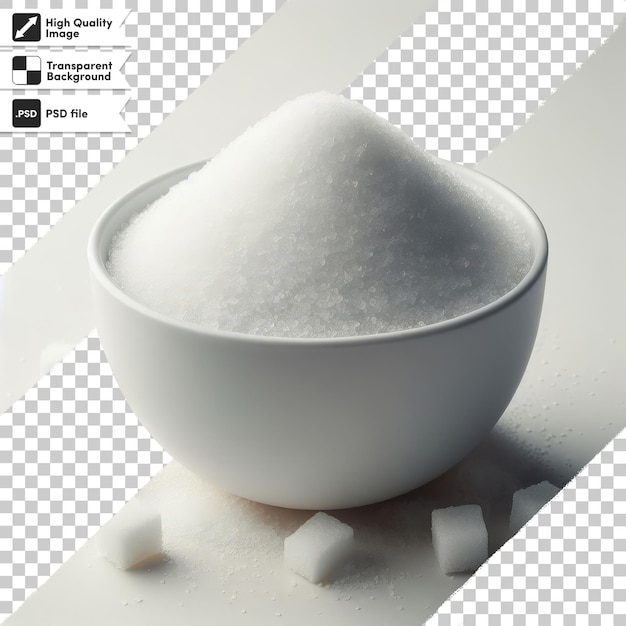 Psd sugar in a bowl on transparent background with editable mask layer