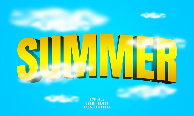 PSD summer 3d text effect style
