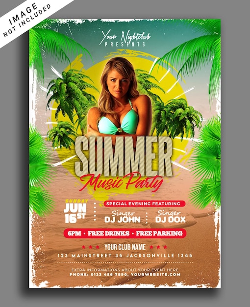 PSD psd summer beach party poster template design