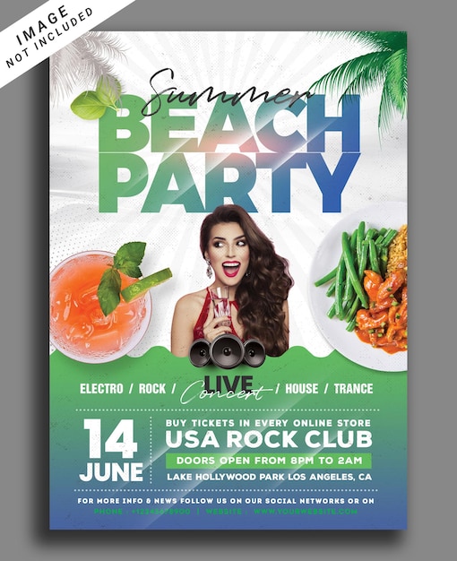 PSD psd summer club night party flyer i szablon postów w mediach społecznościowych