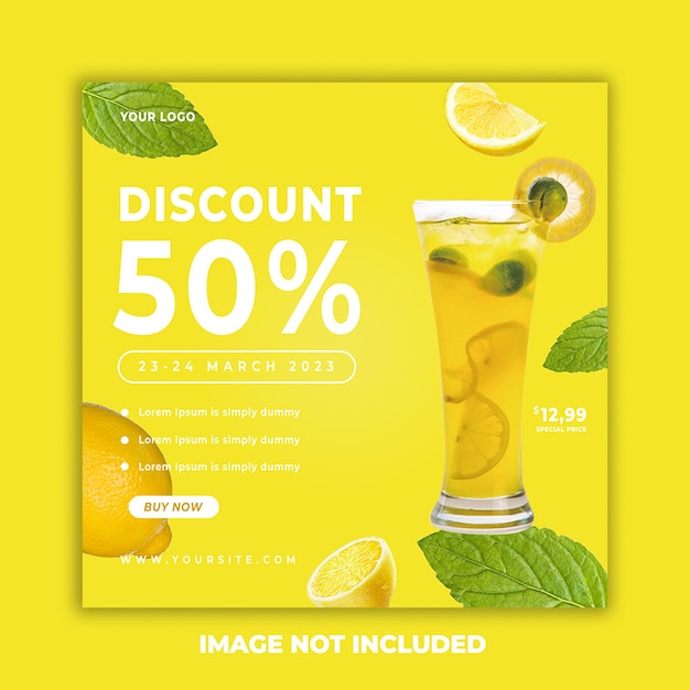 PSD psd summer drink menu social media post banner template special orange juice