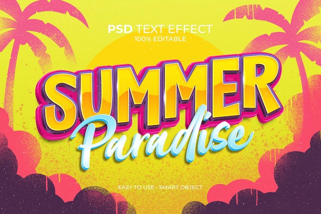 PSD psd summer paradise text effect