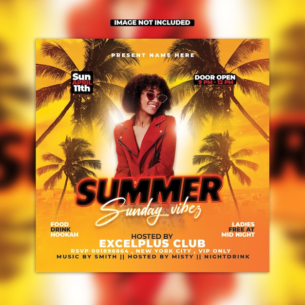 Psd summer party flyer template design