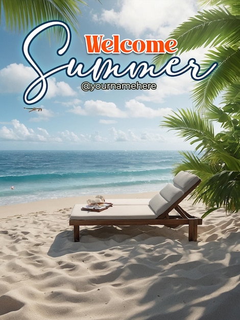 PSD Шаблон летнего плаката psd с реалистичным фоном для летнего сезона