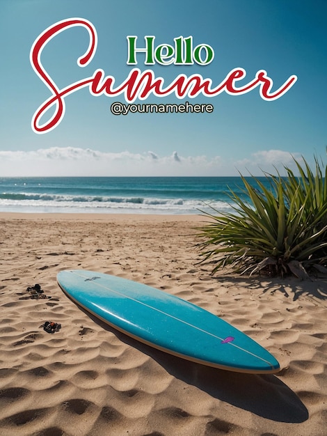 PSD psd summer poster template with realistic background for summer season