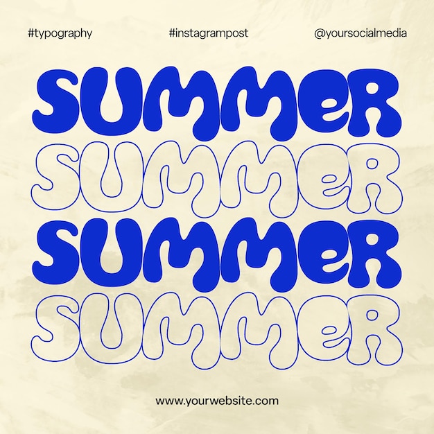 PSD psd summer typography with cream background instagram post template