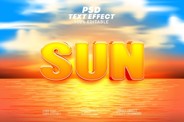 PSD psd sun 편집 가능한 3d 텍스트 스타일 효과