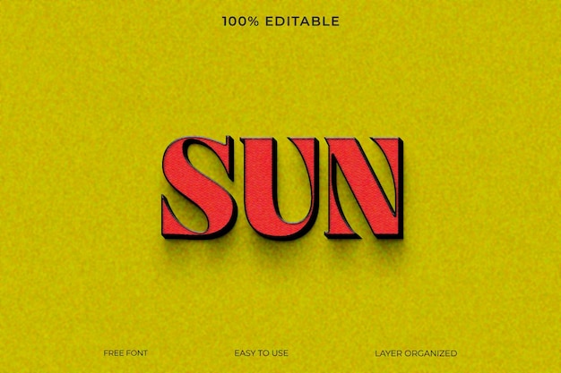 Psd sun editable text effect