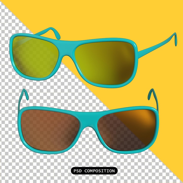 PSD psd sunglasses pack мода изолирована 3d рендеринг иллюстрации