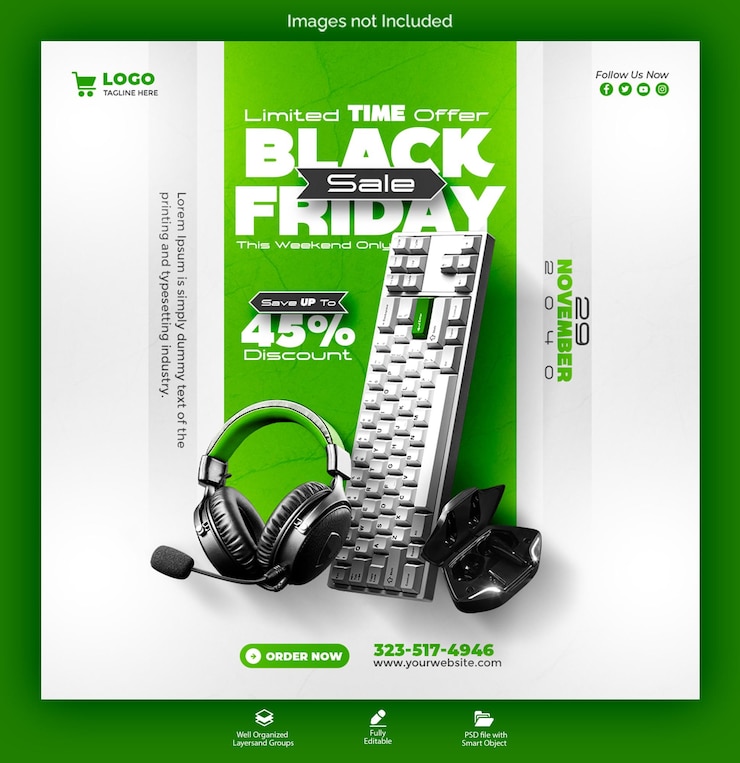 PSD psd super sale black friday social media banner template
