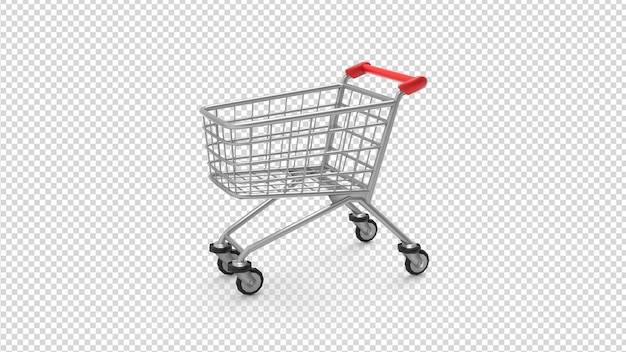 Carrello realistico del supermercato psd con sfondo trasparente