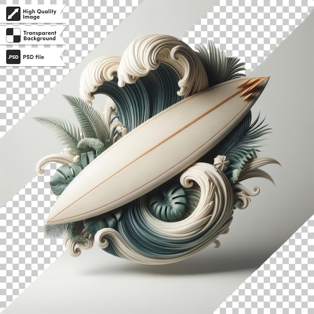 PSD psd surfboard at the beach on transparent background with editable mask layer