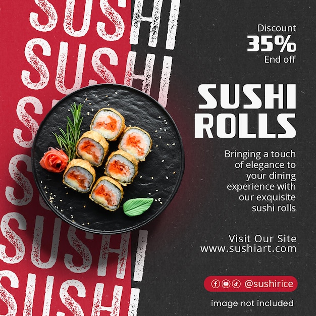 PSD Sushi Rolls Instagram post sjabloon
