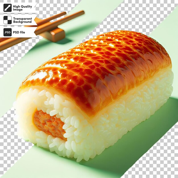 Psd sushi with chopsticks on transparent background