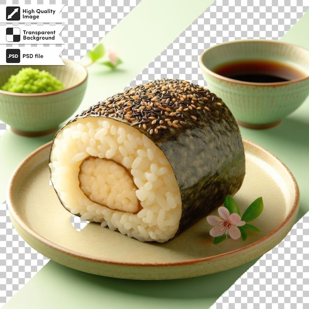 Psd sushi with chopsticks on transparent background