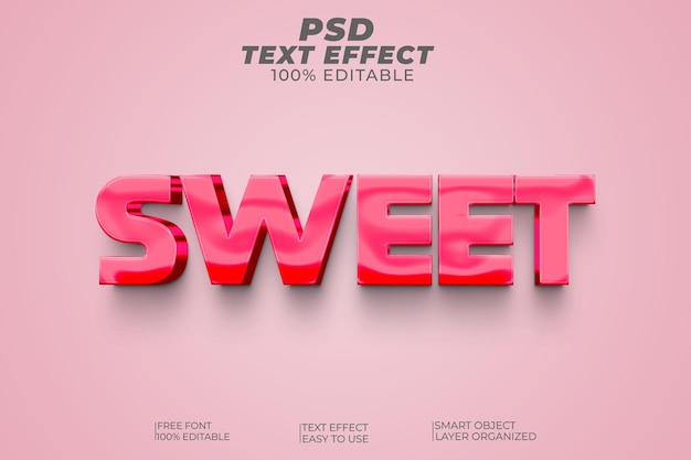 PSD Сладкий 3d стиль текстового эффекта
