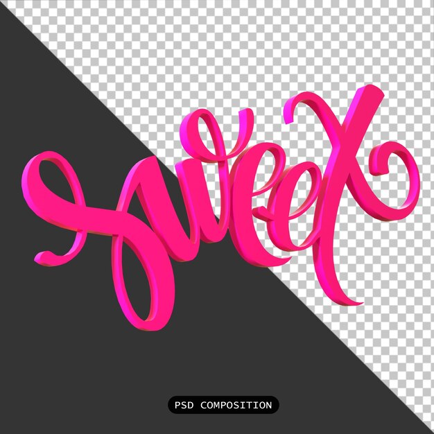 PSD psd sweet 3d typography icon isolated 3d render illustration