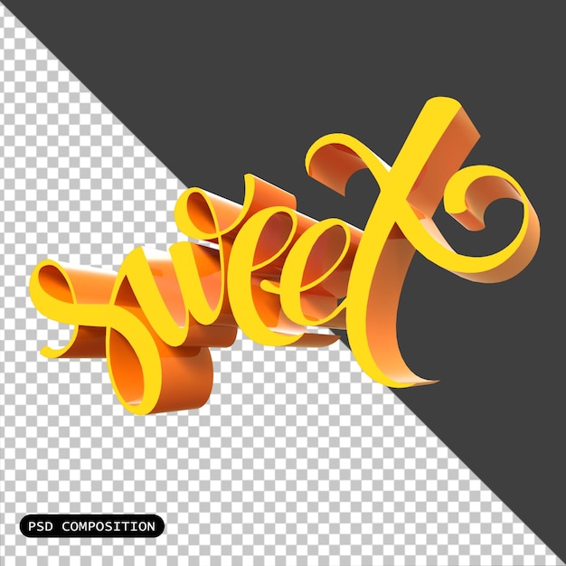 Psd sweet 3d tipografia icona isolata 3d rendering illustrazione