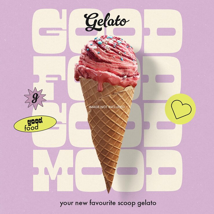 PSD psd sweet dessert ice cream gelato design for social media and instagram post template