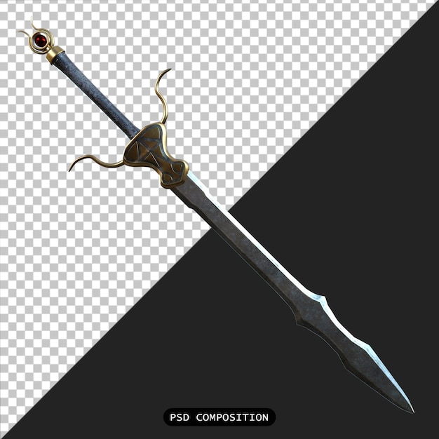 PSD psd sword weapon warrior pakiet izolowany 3d render ilustracja