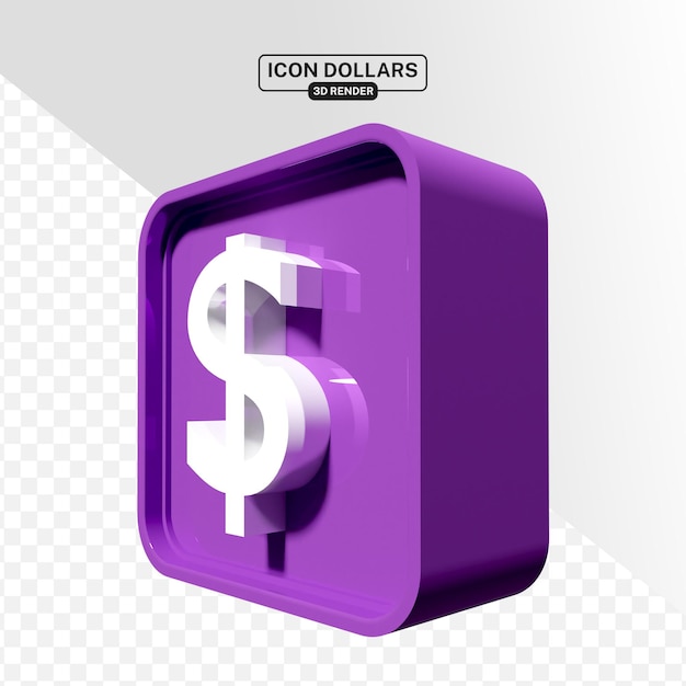 PSD symbol dolarów w 3d kolorowym renderowaniu w przezroczystym tle