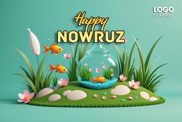 Psd Szczęśliwy Dzień Nowruz Lub Irański Nowy Rok Ilustracja Z Grass Semeni