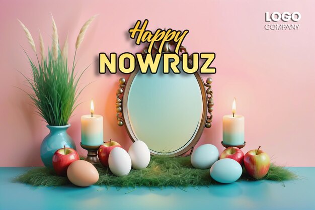 Psd Szczęśliwy Dzień Nowruz Lub Irański Nowy Rok Ilustracja Z Grass Semeni