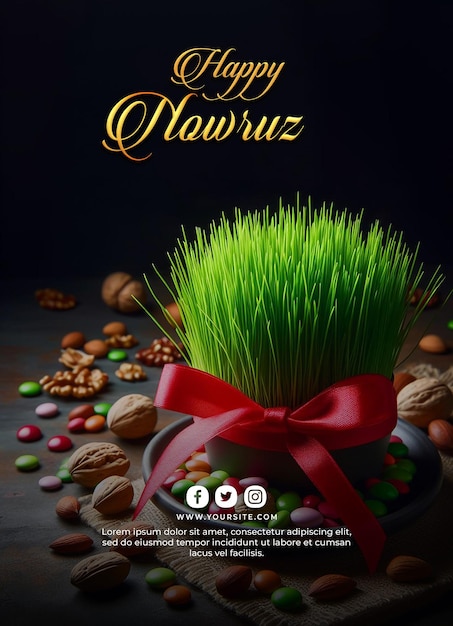 PSD psd szczęśliwy dzień nowruz lub irański nowy rok szablon baner
