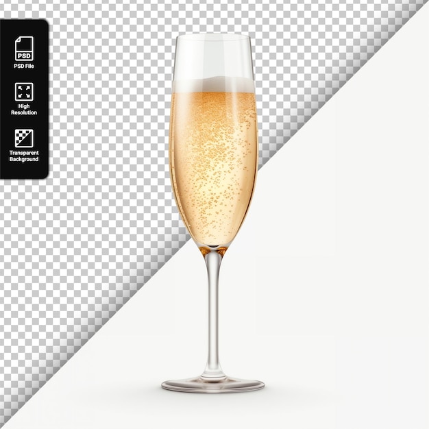 PSD psd szklanka szampana izolowana na przezroczystym tle