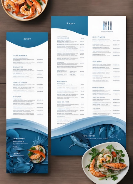 Mockup del menu del ristorante di frutti di mare.