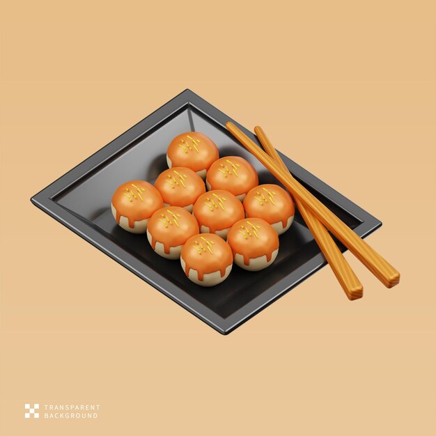PSD takoyaki 3D illustration