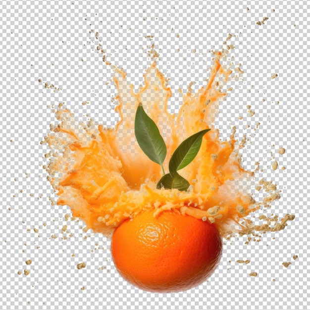 PSD tangerinepowder explosion isolated on transparent background HD PNG