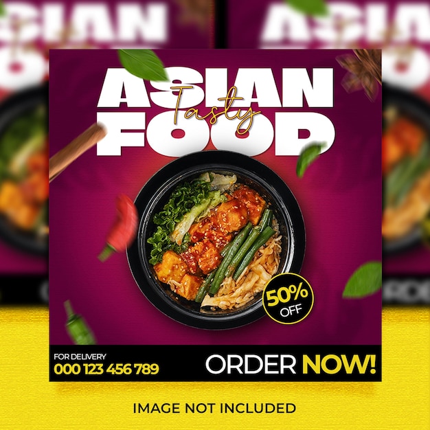 PSD Tasty Asian Food for Social Media Template