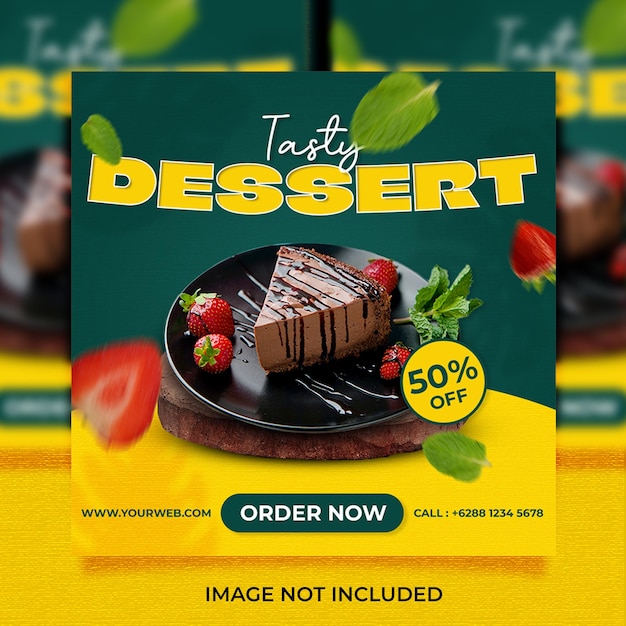 PSD Tasty Dessert Food-menu voor sjabloon voor sociale media