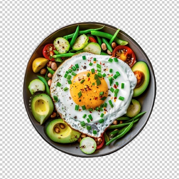 PSD psd tasty diet salad with eggs and vegetables isolated on a transparent background