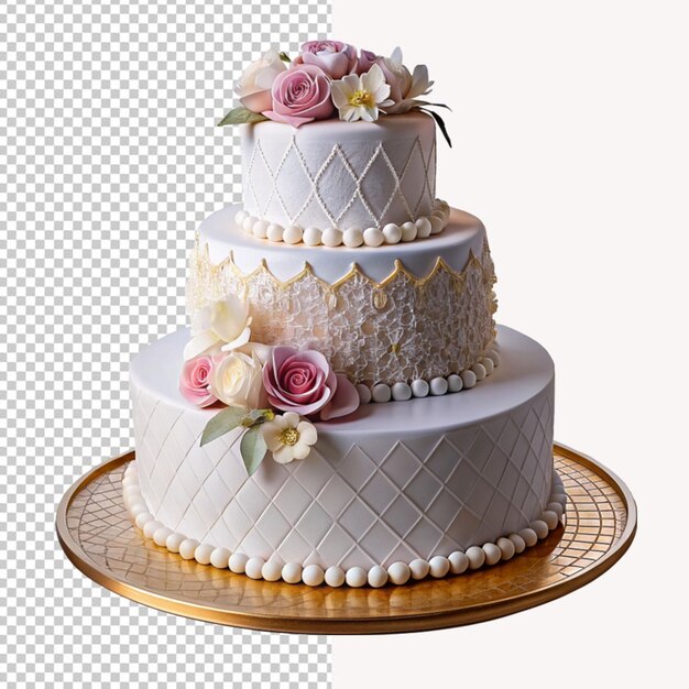 Psd of a tasty wedding fondant cake on transparent background