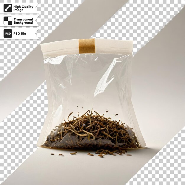 Psd tea bag alone on transparent background with editable mask layer