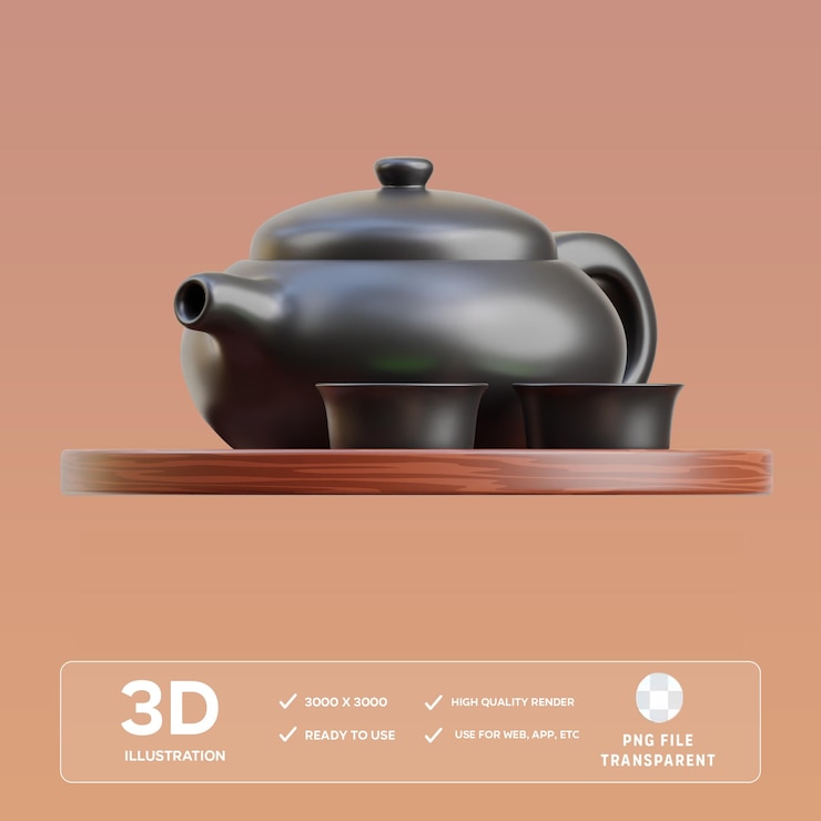PSD psd 茶具 3d 插圖