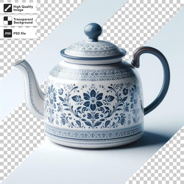 Psd teapot isolated on transparent background with editable mask layer