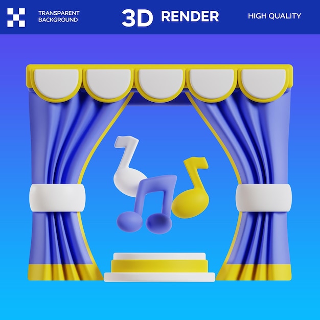 PSD Teatr Muzyka 3D Ilustracja