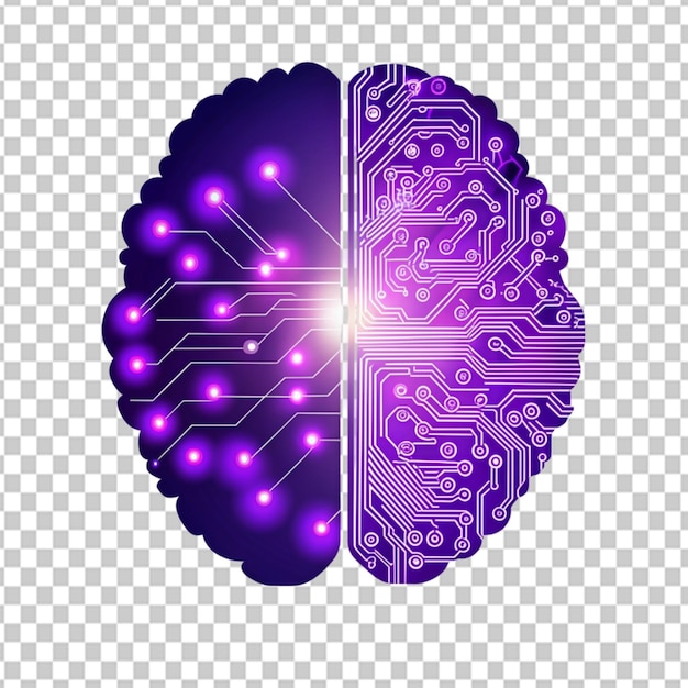 PSD psd di un'icona cerebrale di connessione tecnologica su sfondo trasparente