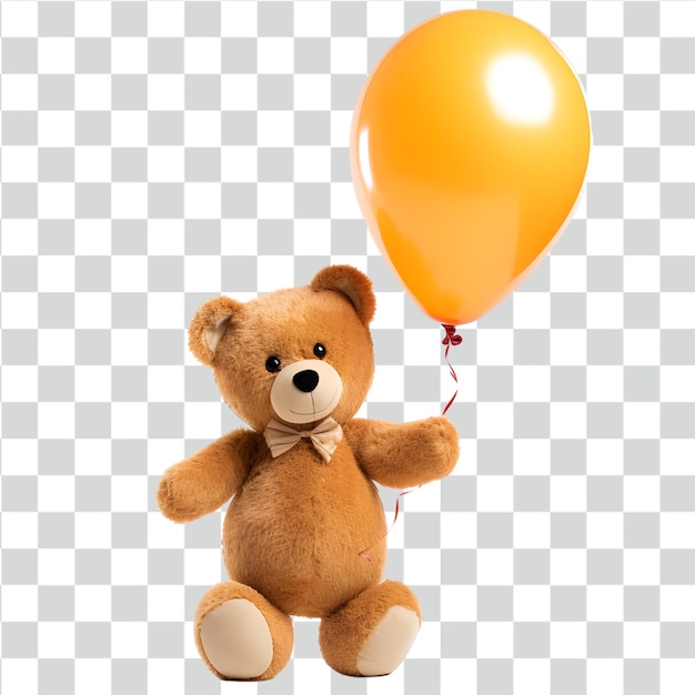 PSD orso di peluche con palloncini isolati su sfondo trasparente