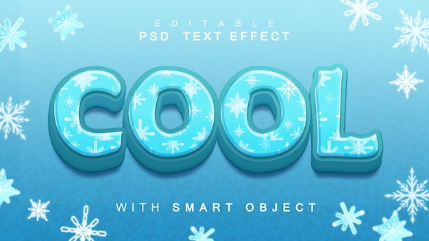 PSD psd-tekstsneeuweffect kan bewerkbare tekst met slim object