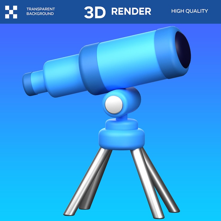 PSD psd telescope 3d illustration