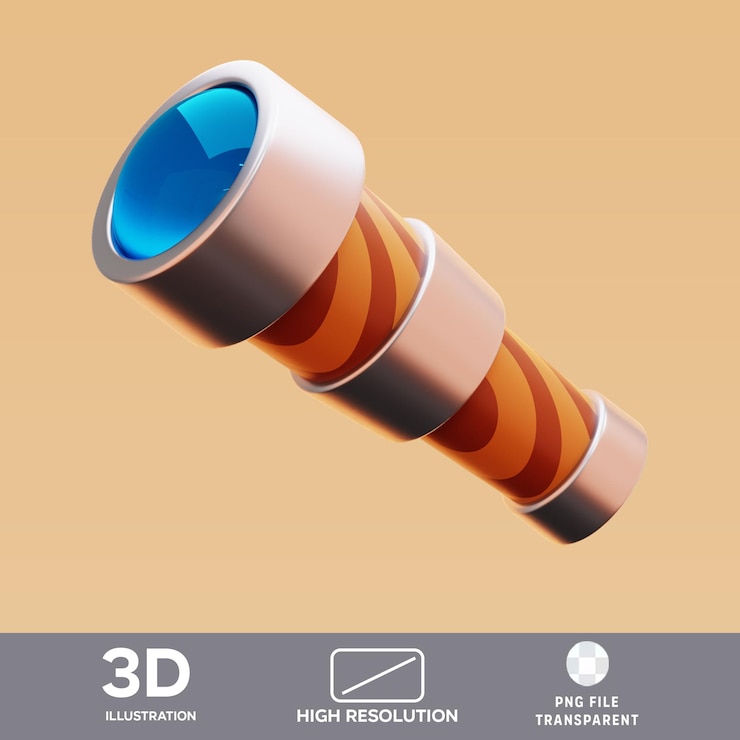 PSD psd telescope 3d illustration