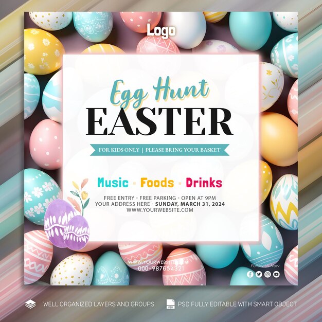 Psd Template Banner And Flyer Easter Day Post W Mediach Społecznościowych