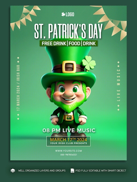 PSD Социальная сеть psd template banner и flyer patricks day