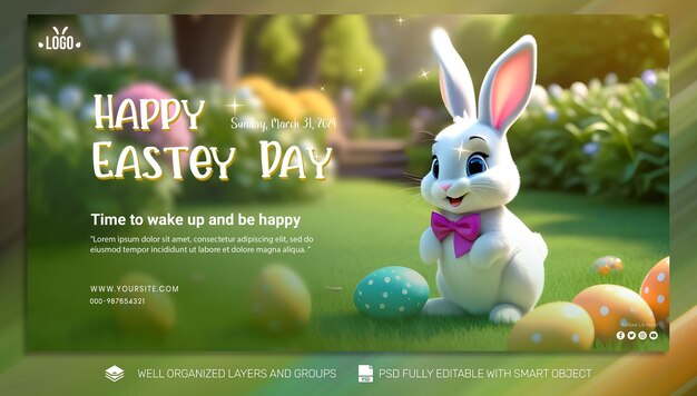 PSD psd template banner en flyer easter day social media post